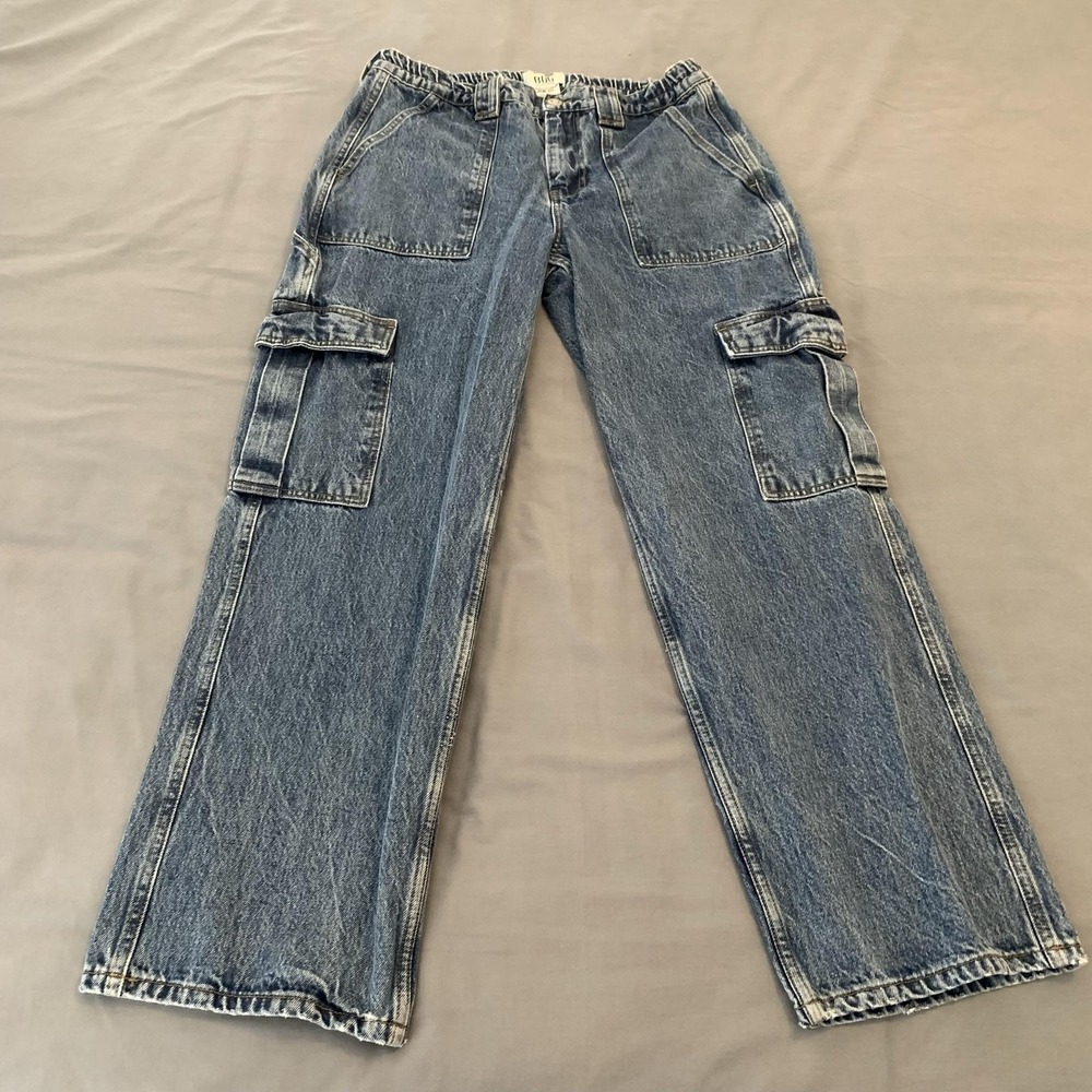 BDG Jeans Mens 31x32 Blue Medium Wash Relaxed Straight Cargo Denim Workwear